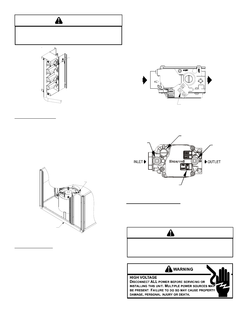 Inlet outlet, Warning, Caution | Goodman Mfg A/GPG13 M User Manual | Page 12 / 36