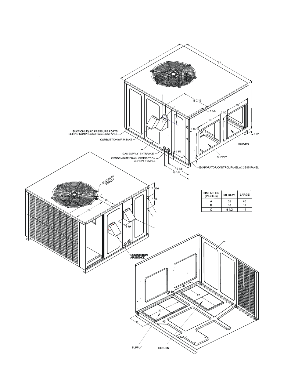 Appendix unit dimensions | Goodman Mfg A/GPG13 M User Manual | Page 26 / 36