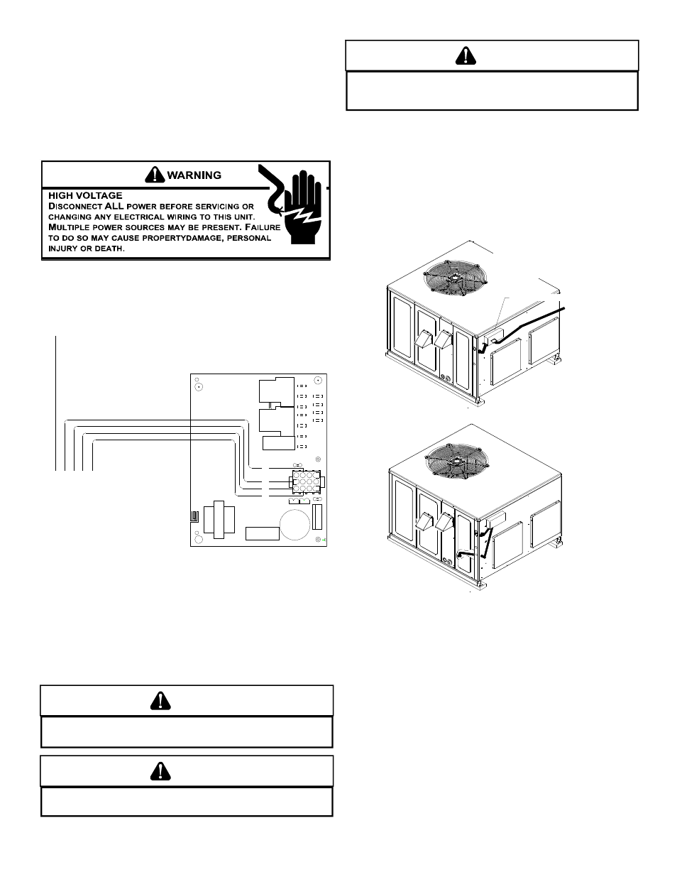 Caution, Warning, Typical electrical wiring unit voltage | Oltage, Nticipator, Etting, Gw y r, Low voltage connector, Erify proper operation after servicing, Junction box | Goodman Mfg A/GPG13 M User Manual | Page 9 / 36