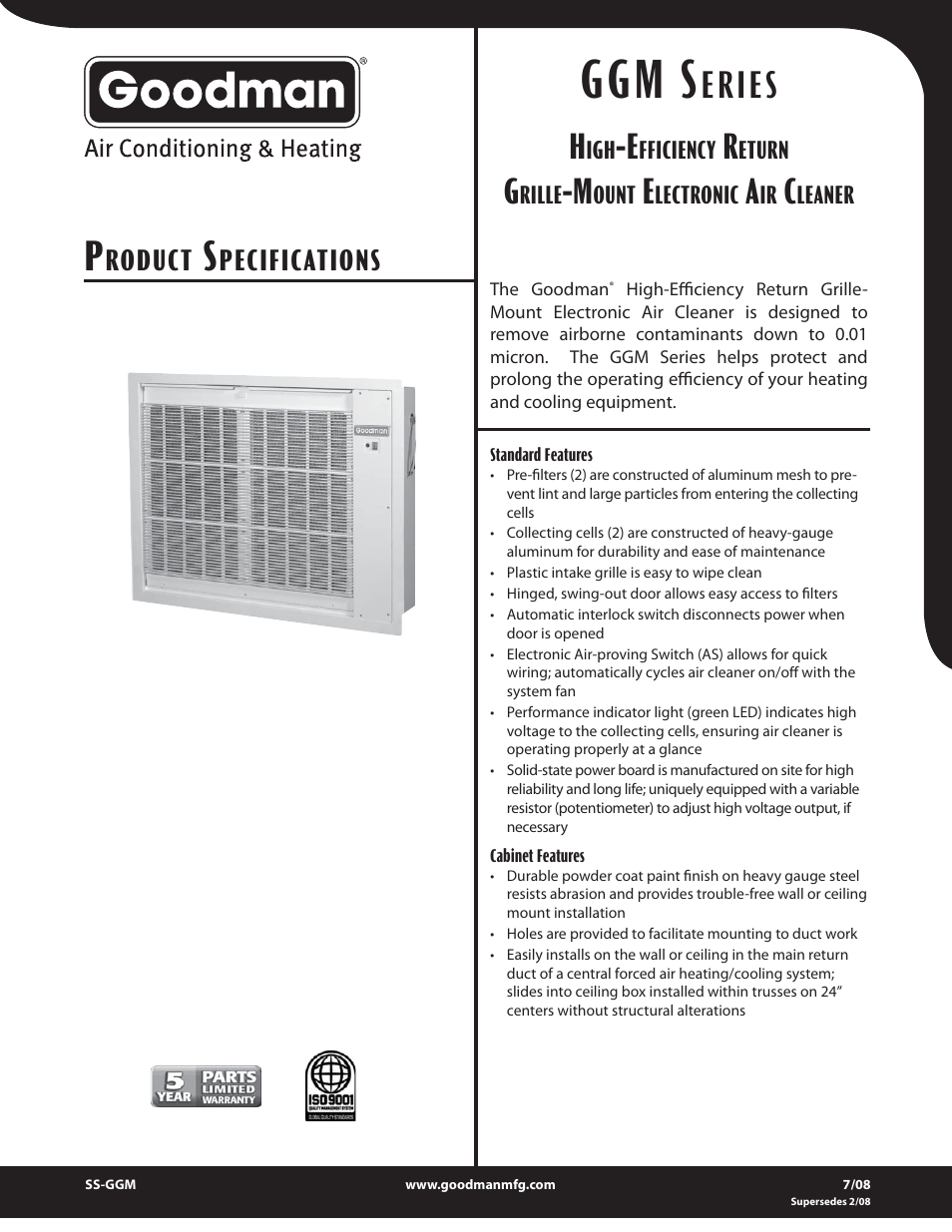 Goodman Mfg GGM Series User Manual | 2 pages