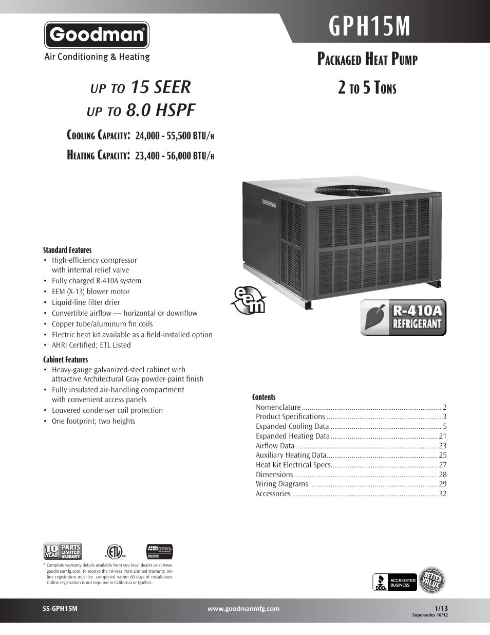 Goodman Mfg GPH15M User Manual | 32 pages