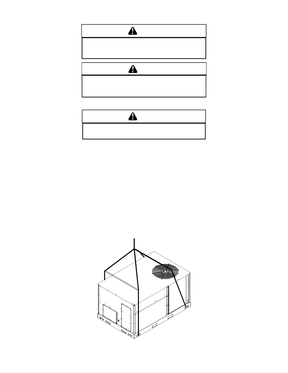 Rigging details, Warning, Caution | Goodman Mfg Commercial Heating and Cooling Gas Unit CPG SERIES User Manual | Page 7 / 56