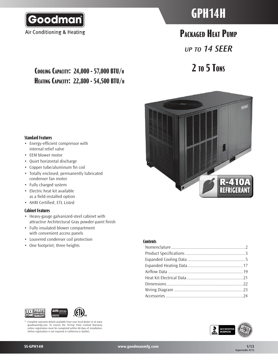 Goodman Mfg GPH14H User Manual | 24 pages