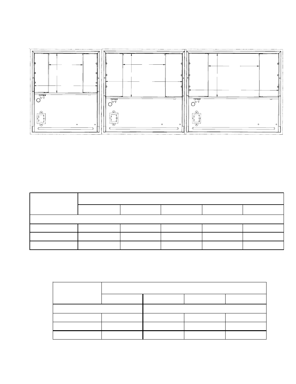 Mbvc blower specifications, Blower opening dimensions (top view), Hkr heater data | Goodman Mfg MBVC RT6223003 User Manual | Page 5 / 8