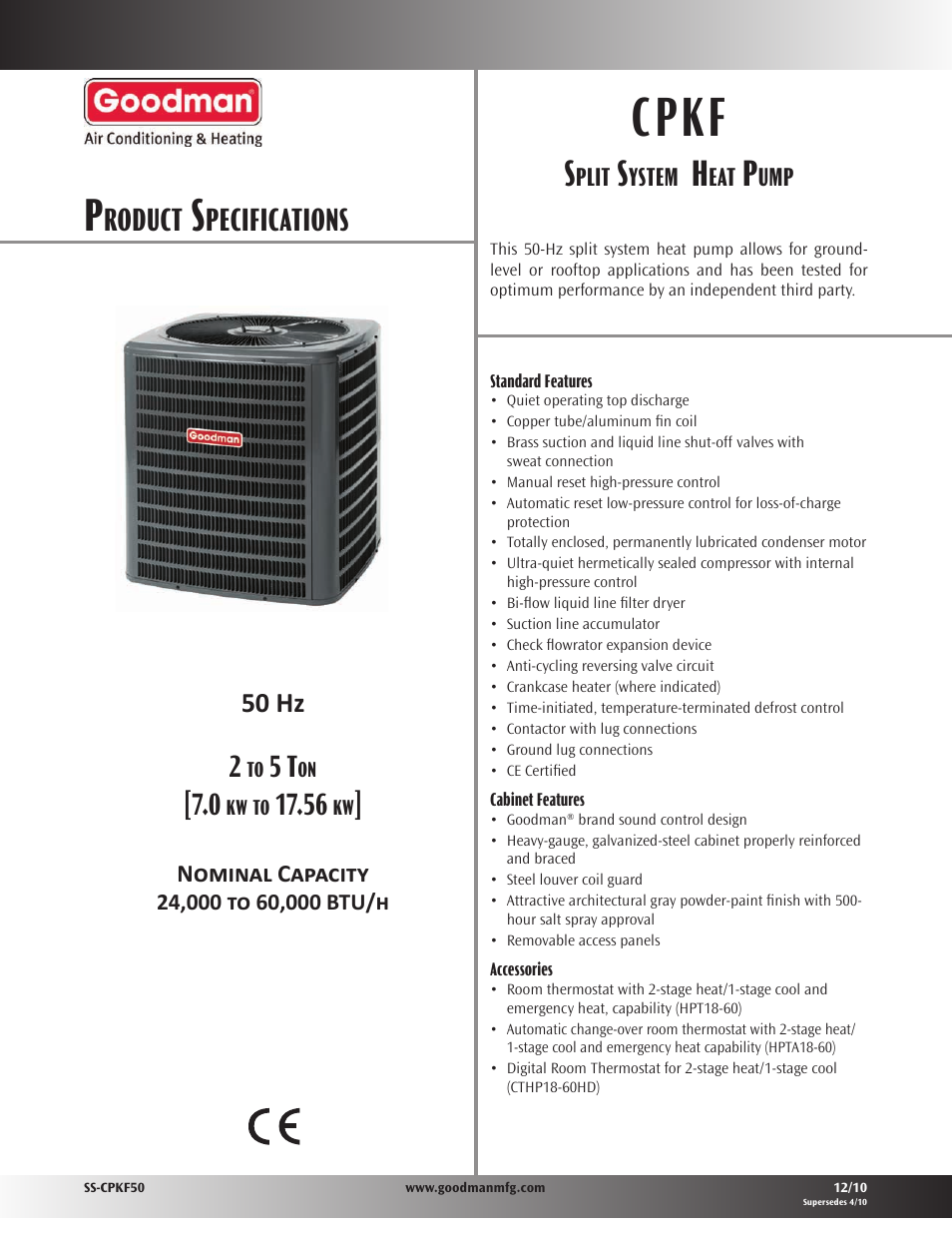 Goodman Mfg SS-CPKF50 User Manual | 16 pages