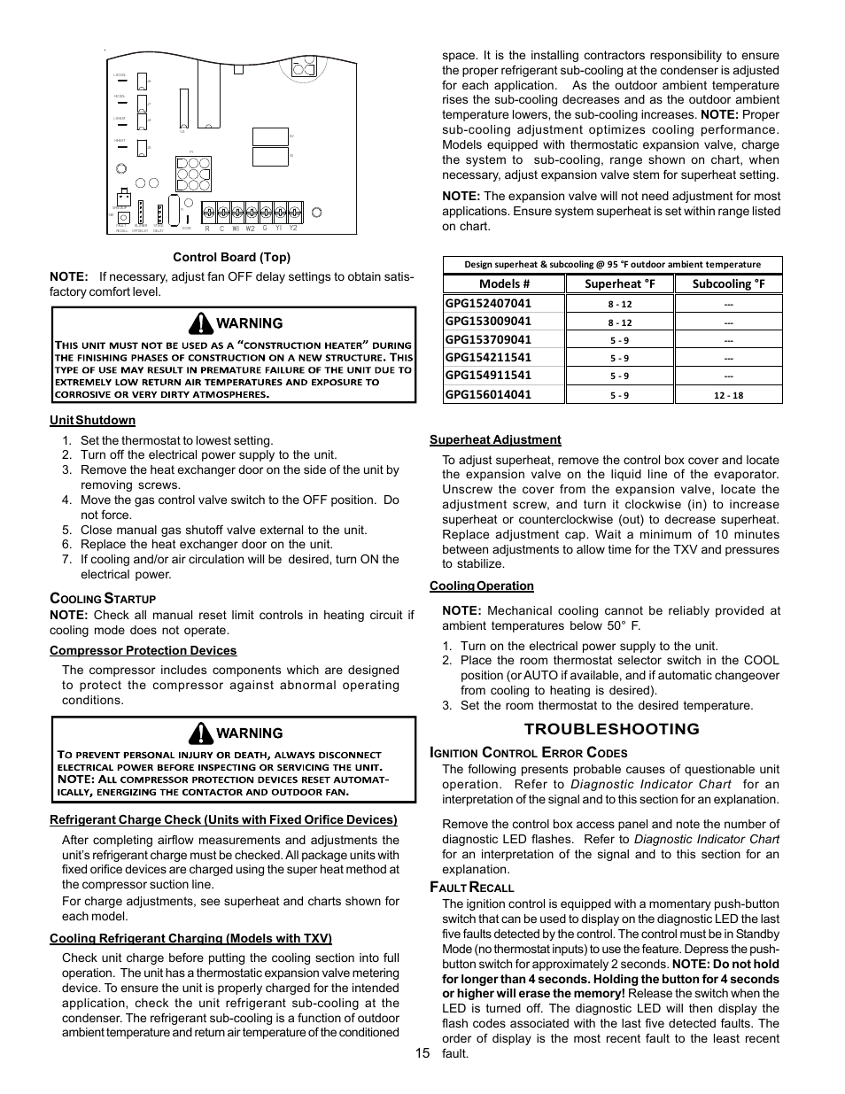 Troubleshooting i | Goodman Mfg Seer "m" series PG 15 User Manual | Page 15 / 28