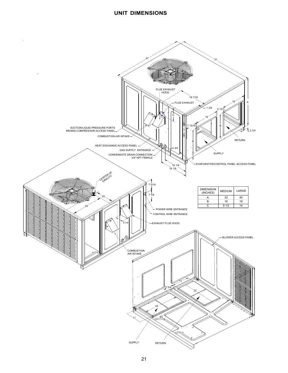 Unit dimensions | Goodman Mfg Seer "m" series PG 15 User Manual | Page 21 / 28