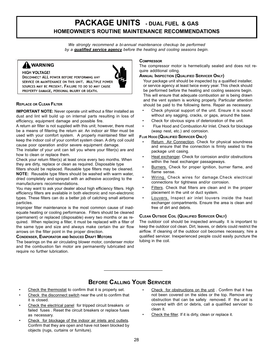 Package units | Goodman Mfg Seer "m" series PG 15 User Manual | Page 28 / 28