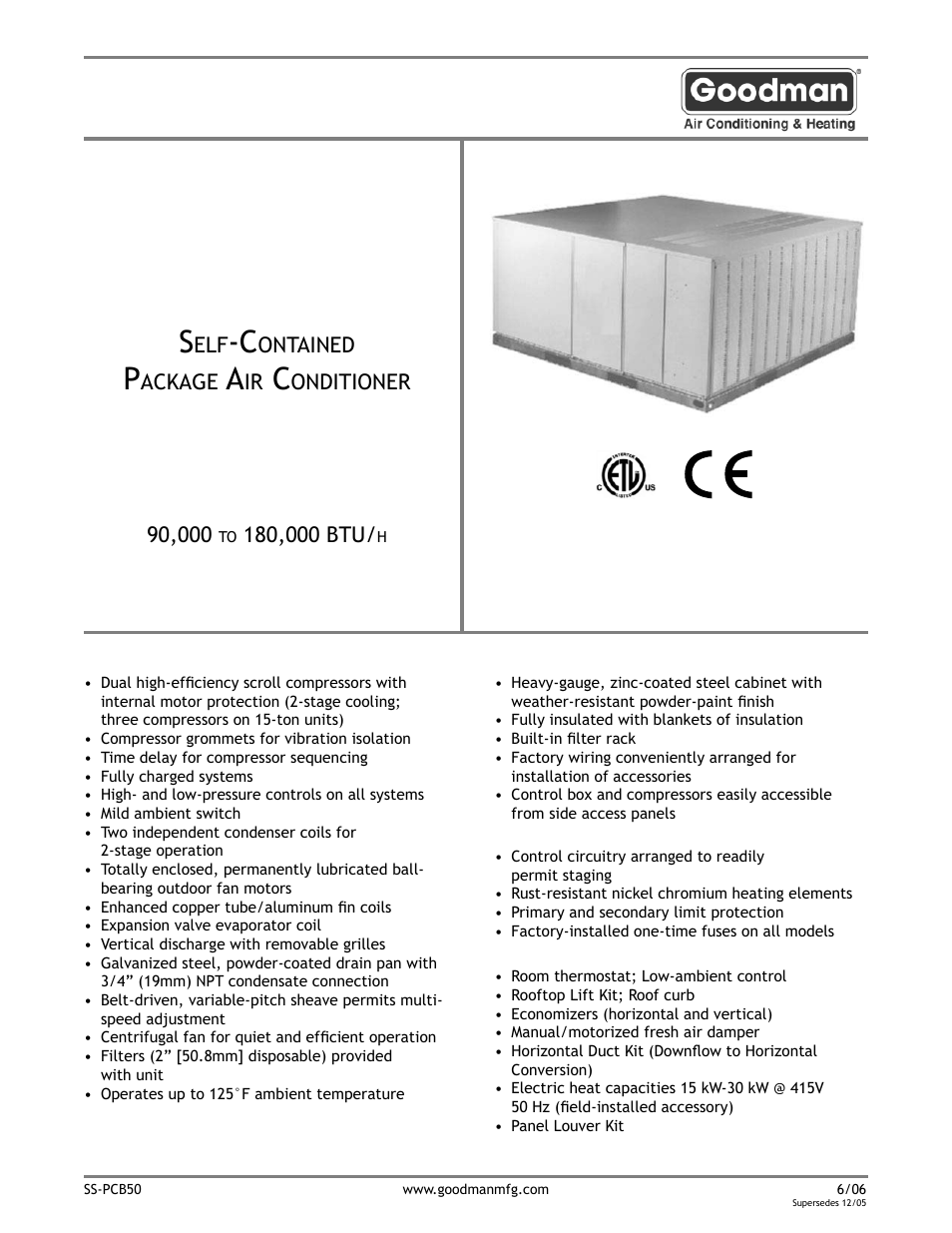 Goodman Mfg SS-PCB50 User Manual | 12 pages