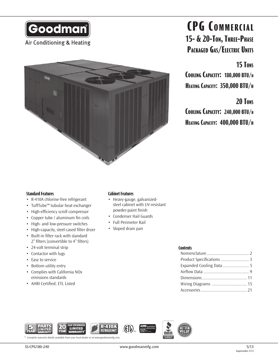 Goodman Mfg SS-CPG180-240 User Manual | 24 pages