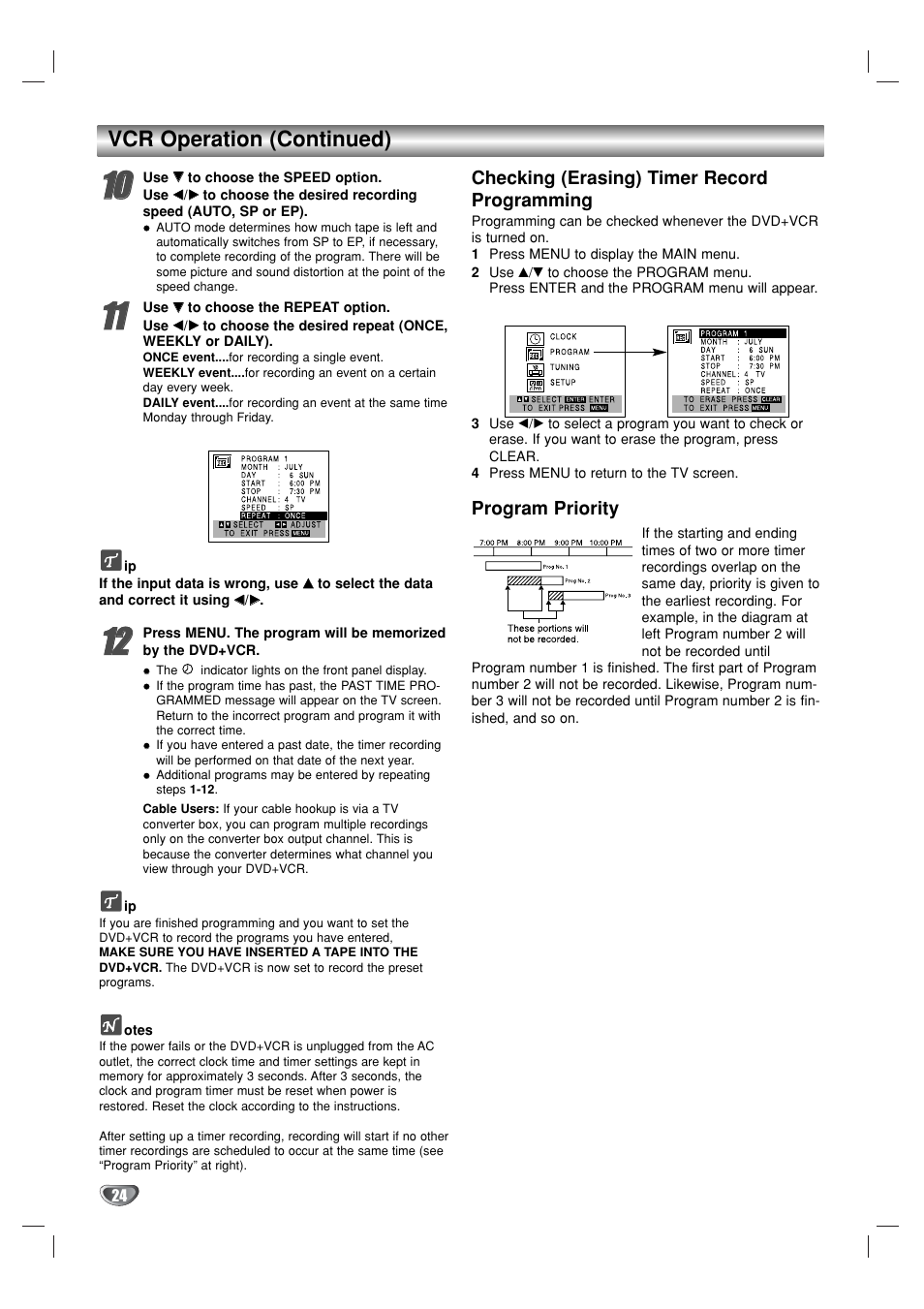 Vcr operation (continued) | GoVideo DV1130 User Manual | Page 24 / 44