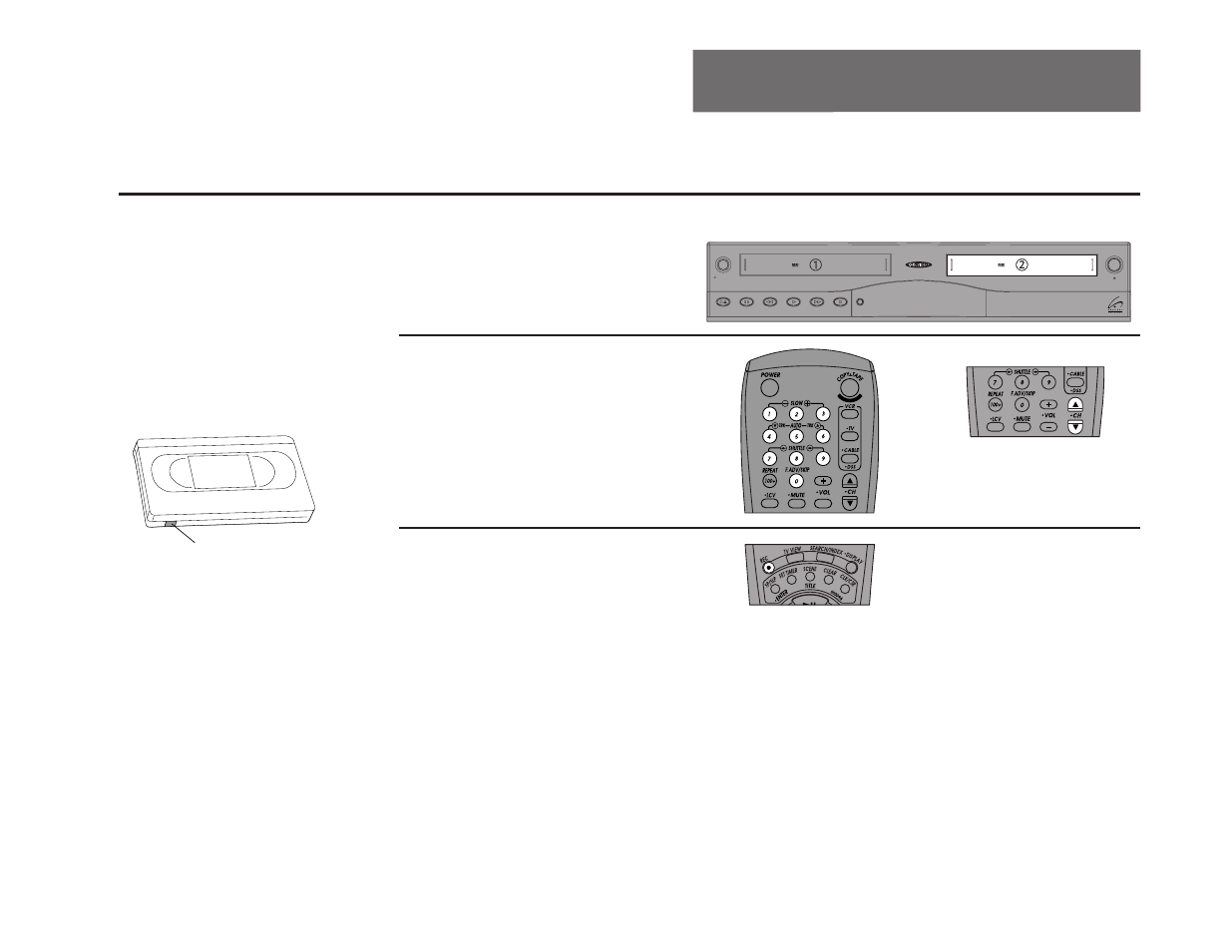 7 - recording features basic recording, Insert tape, Select a channel to record | Start recording | GoVideo DDV9475 User Manual | Page 59 / 106