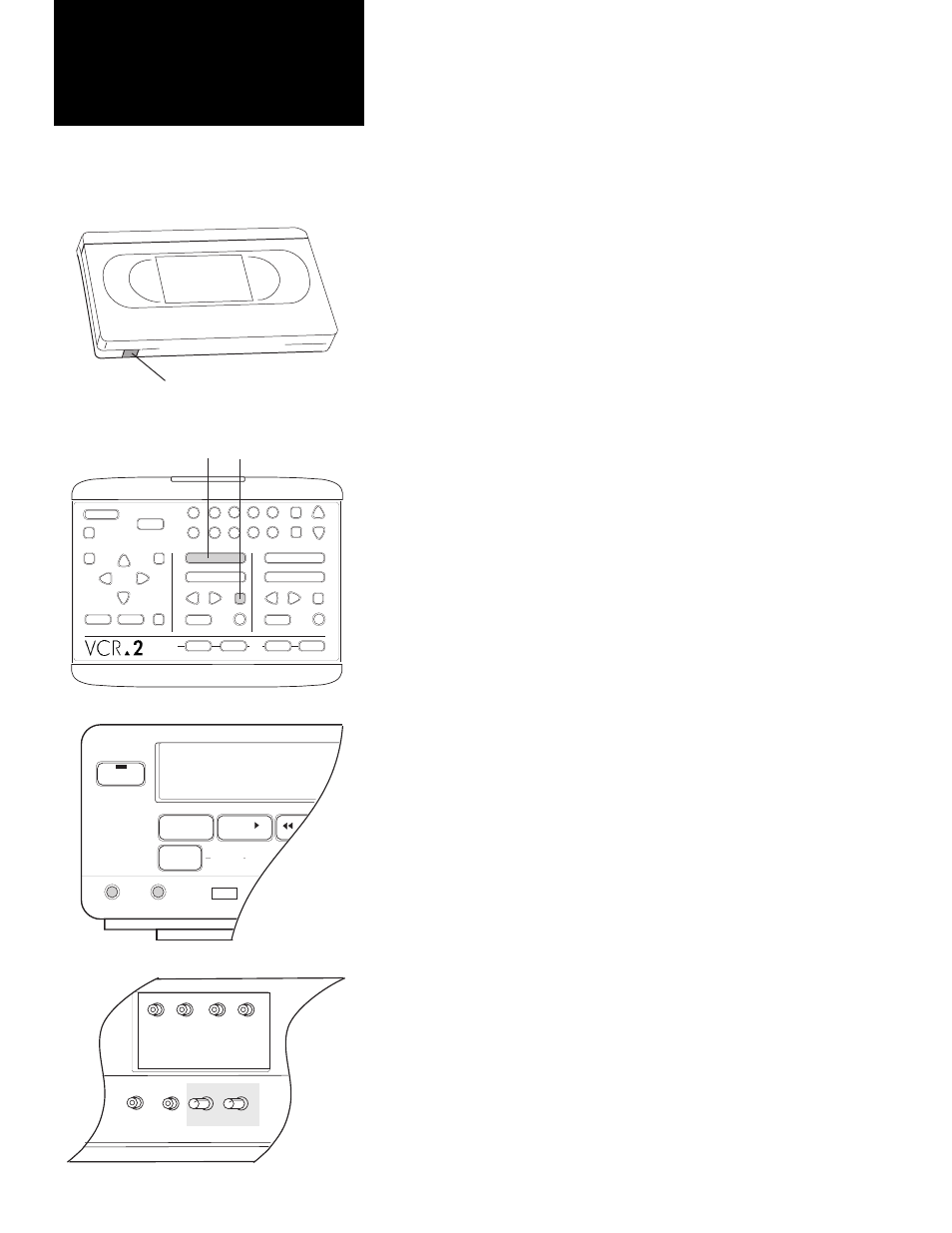 Playing a tape, Record safety tab, Press stop/eject once to stop the tape | GoVideo GV2020 User Manual | Page 14 / 47