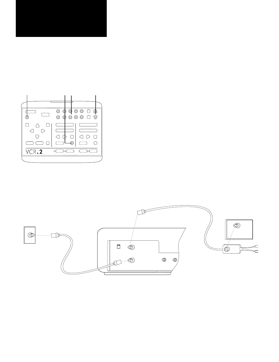 Cable connection 1, Switch your tv/vcr button to tv, Coaxial cable | GoVideo GV2020 User Manual | Page 36 / 47