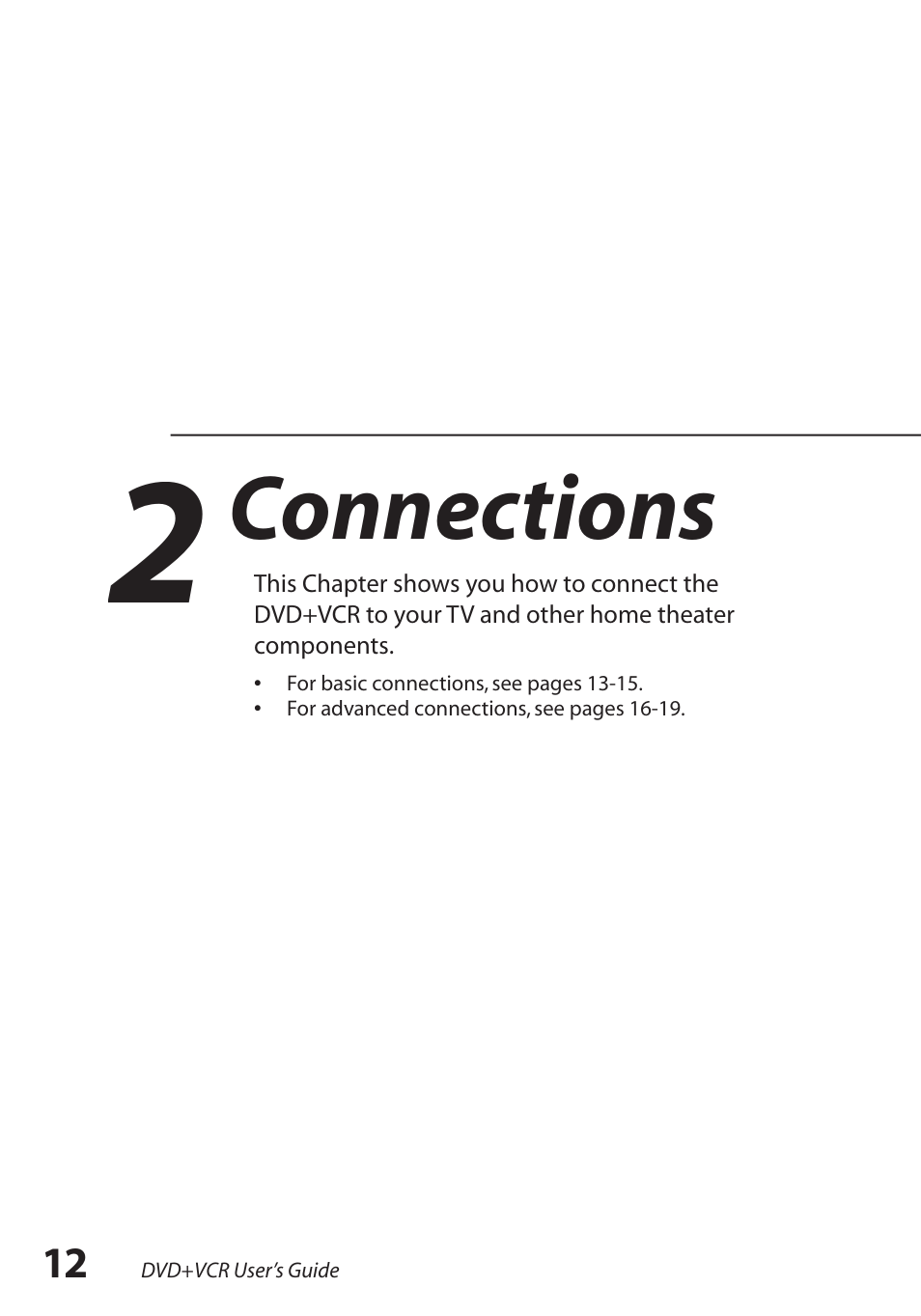 2 - connections, Connections | GoVideo DV2150 User Manual | Page 12 / 48