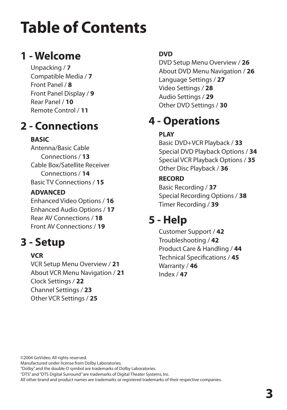 GoVideo DV2150 User Manual | Page 3 / 48
