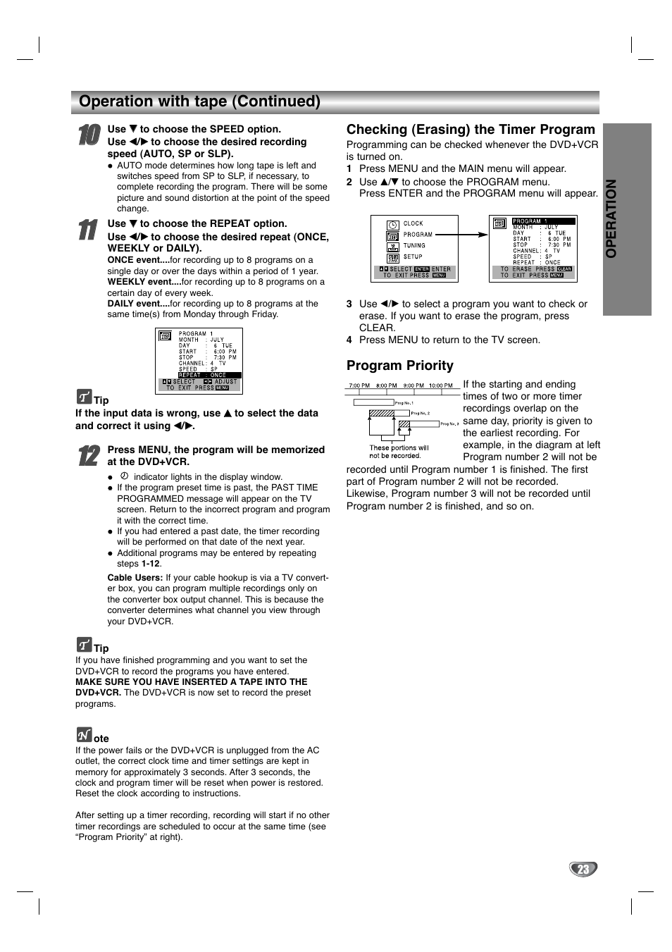 Operation with tape (continued) | GoVideo DV3140 User Manual | Page 23 / 40