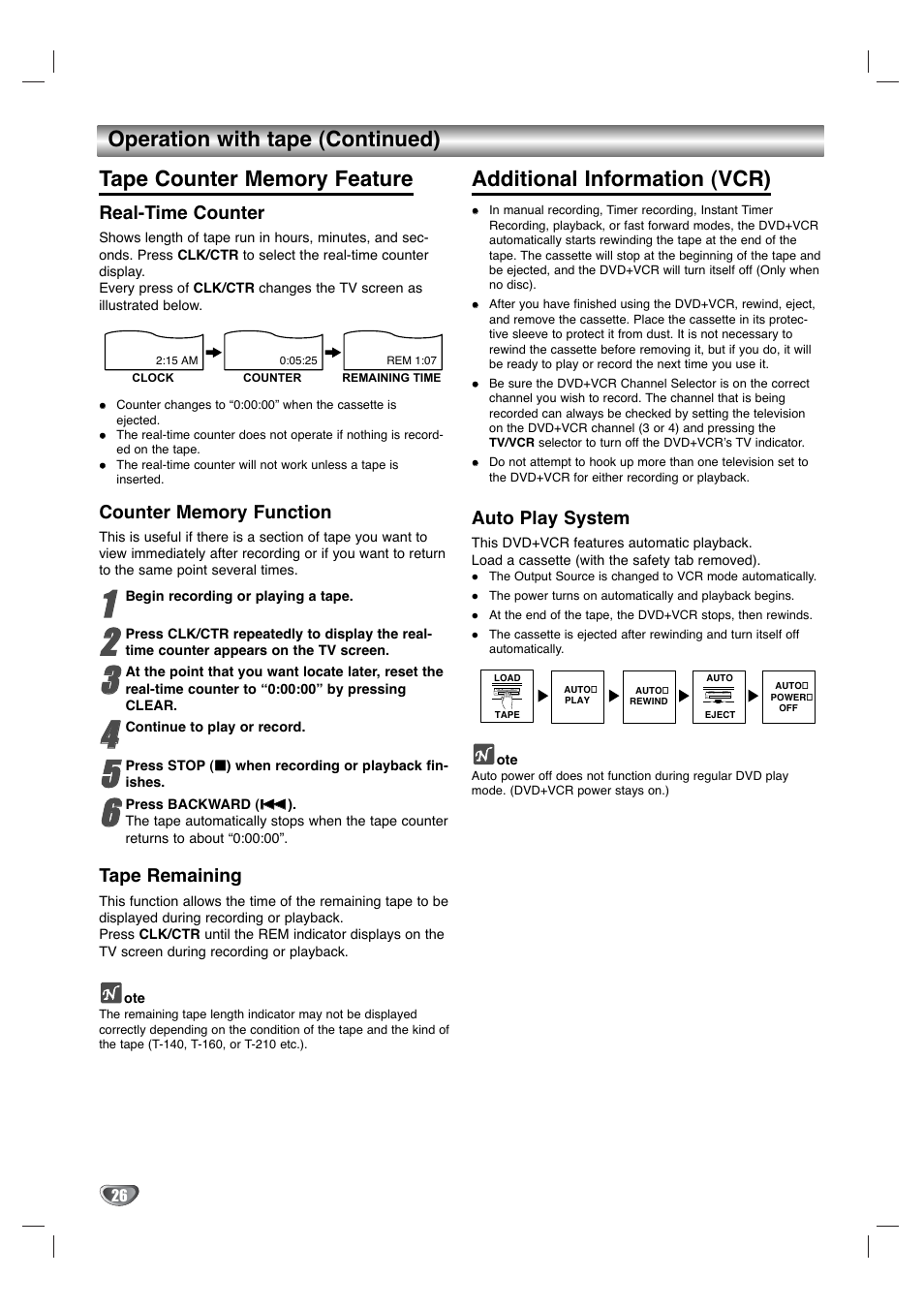 Additional information (vcr) | GoVideo DV3140 User Manual | Page 26 / 40