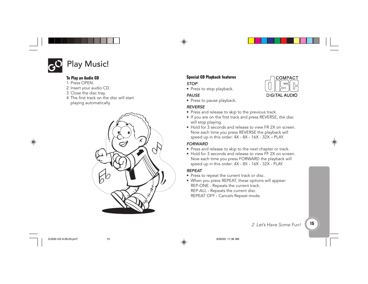 Play music | GoVideo DJ530 User Manual | Page 15 / 28