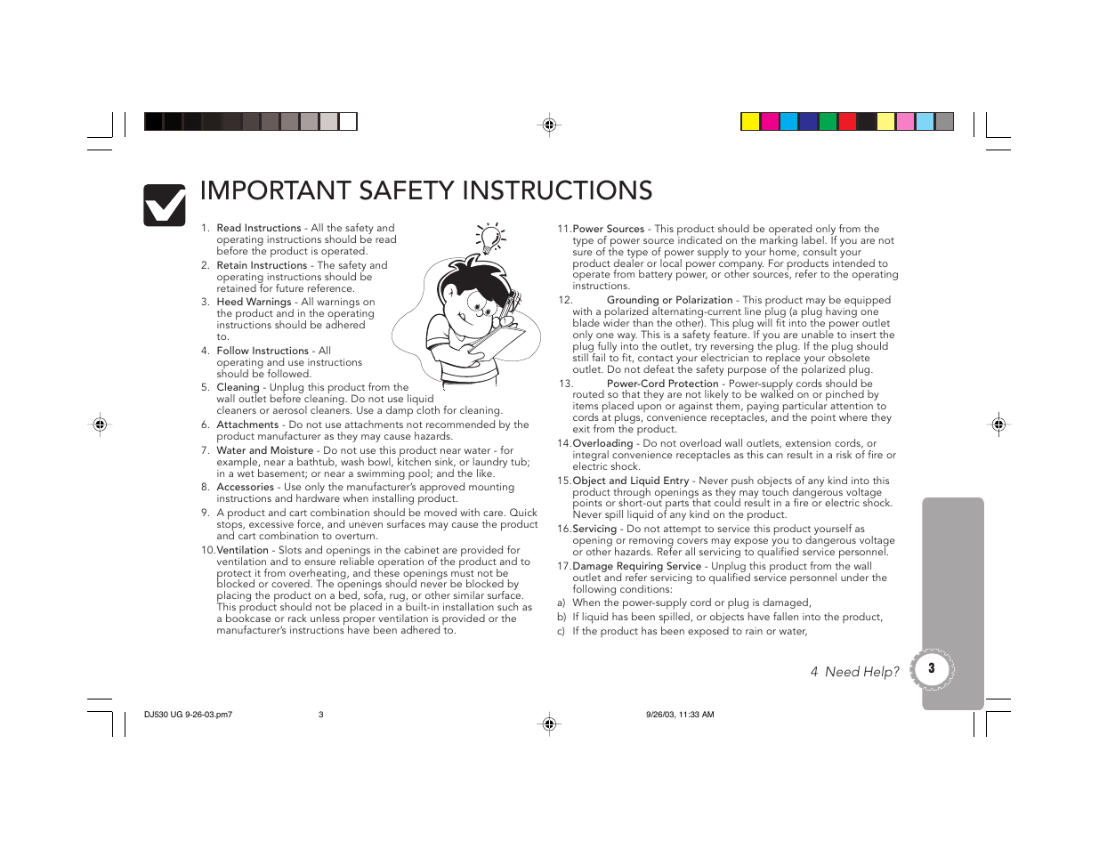 Important safety instructions | GoVideo DJ530 User Manual | Page 3 / 28