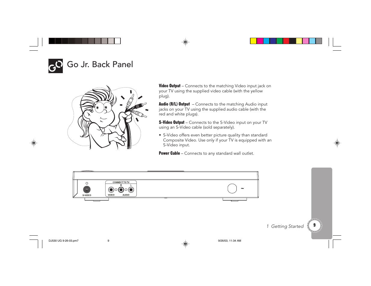 Go jr. back panel | GoVideo DJ530 User Manual | Page 9 / 28