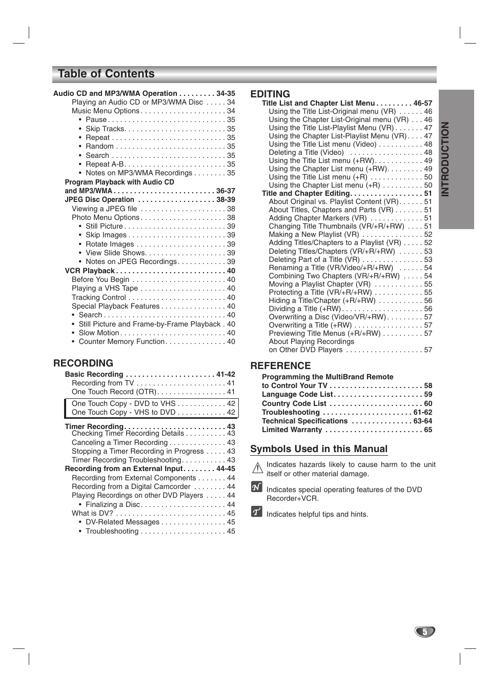 GoVideo VR3845 User Manual | Page 5 / 66