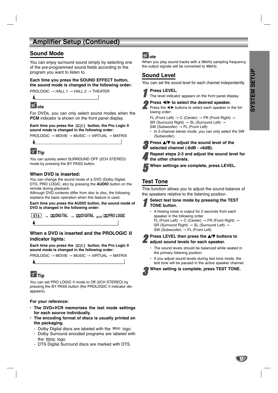 Amplifier setup (continued) | GoVideo HT2015 User Manual | Page 17 / 45