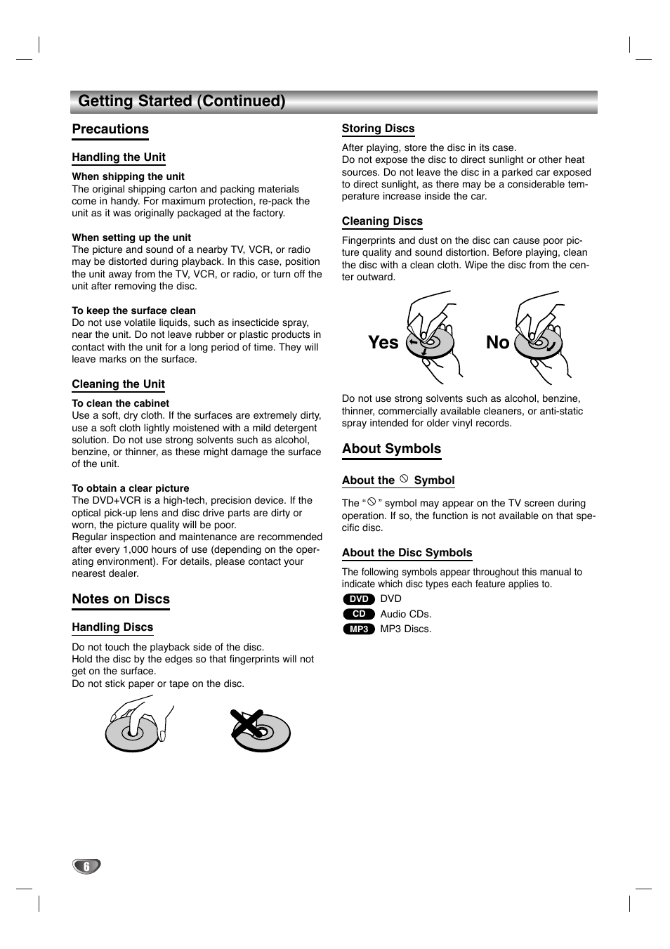No yes, Getting started (continued) | GoVideo HT2015 User Manual | Page 6 / 45