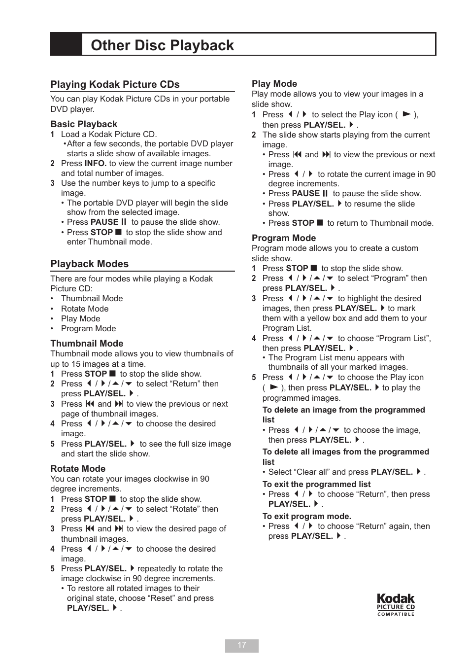 Other disc playback | GoVideo DP 5050 User Manual | Page 17 / 32
