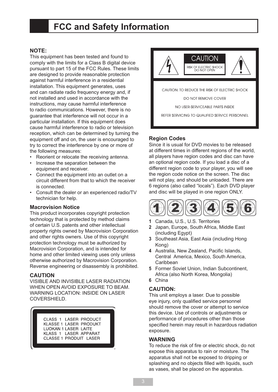 Fcc and safety information | GoVideo DP 5050 User Manual | Page 3 / 32