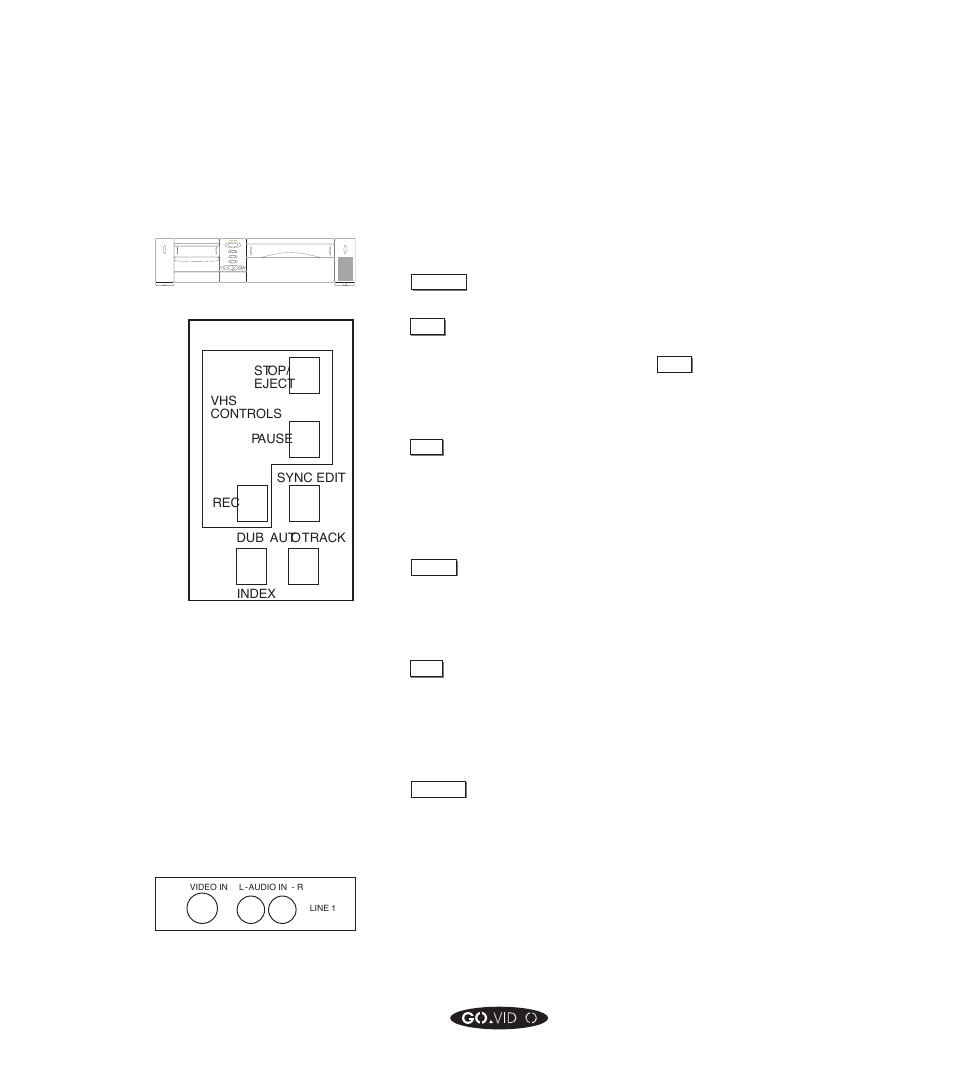 Right tower buttons, Vhs controls, Front panel jacks | GoVideo GV8050 User Manual | Page 43 / 110