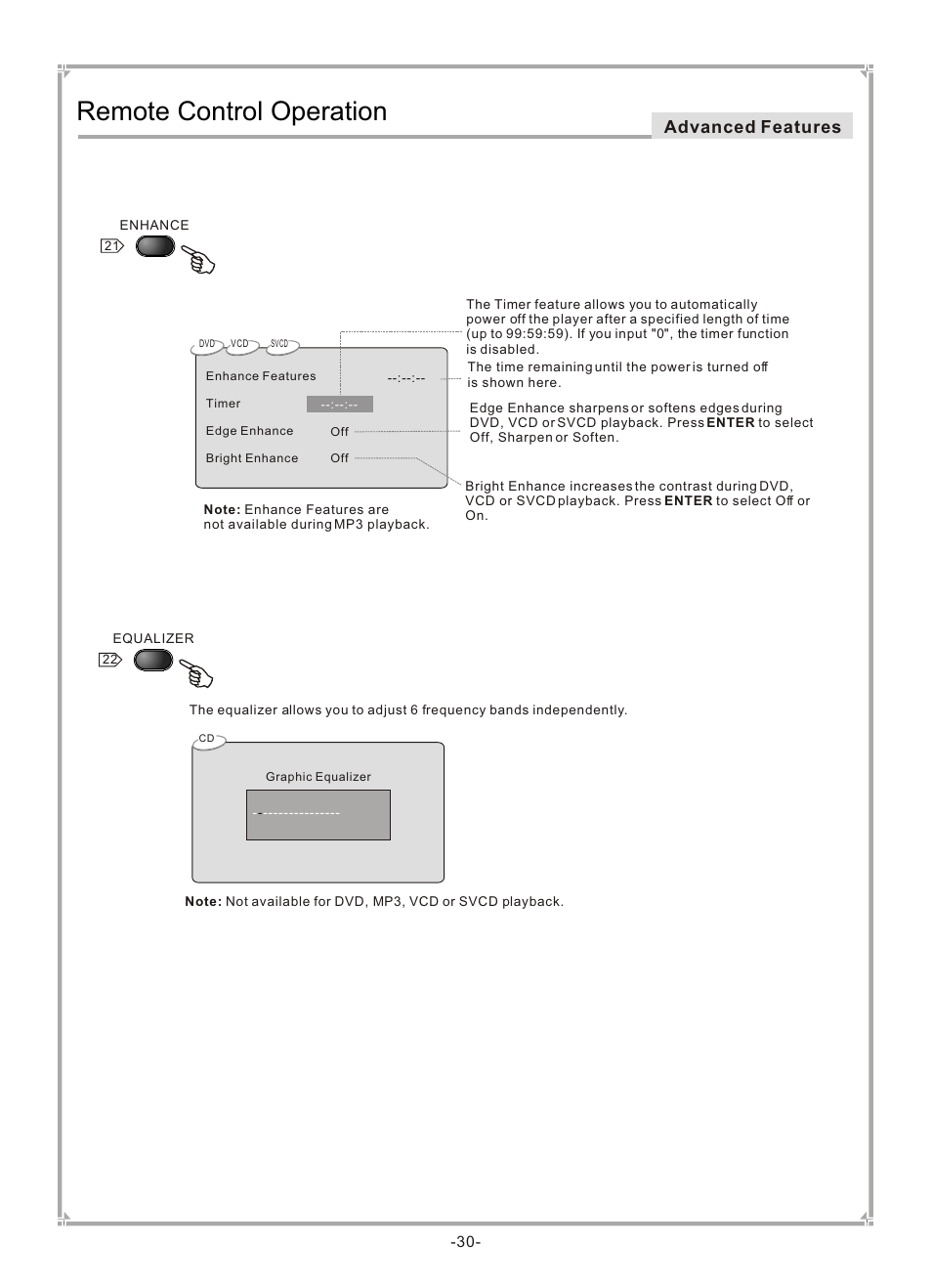 Т³гж 31, Remote control operation, Advanced features | GoVideo DVP745 User Manual | Page 31 / 38