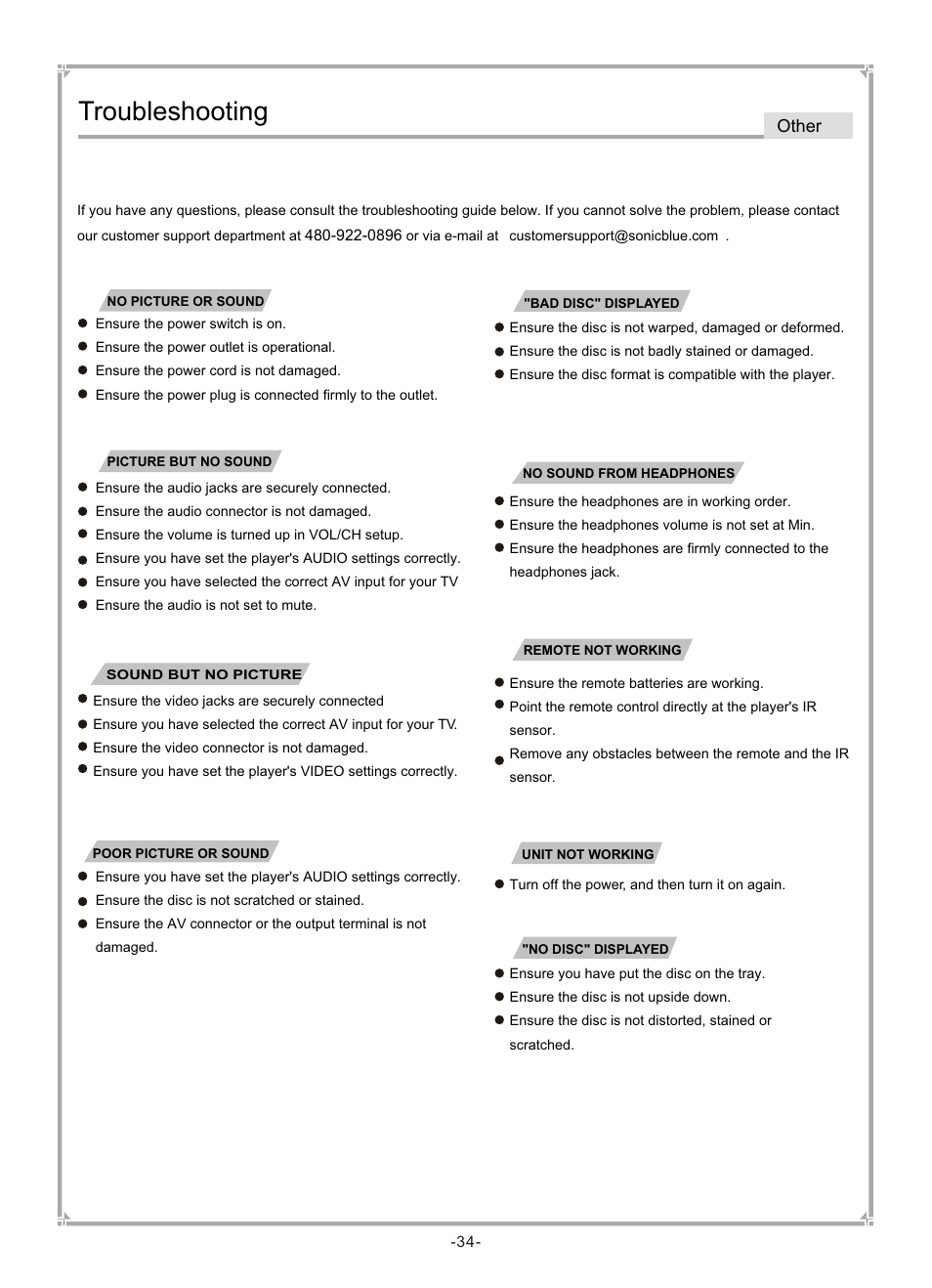 Т³гж 35, Troubleshooting, Other | GoVideo DVP745 User Manual | Page 35 / 38