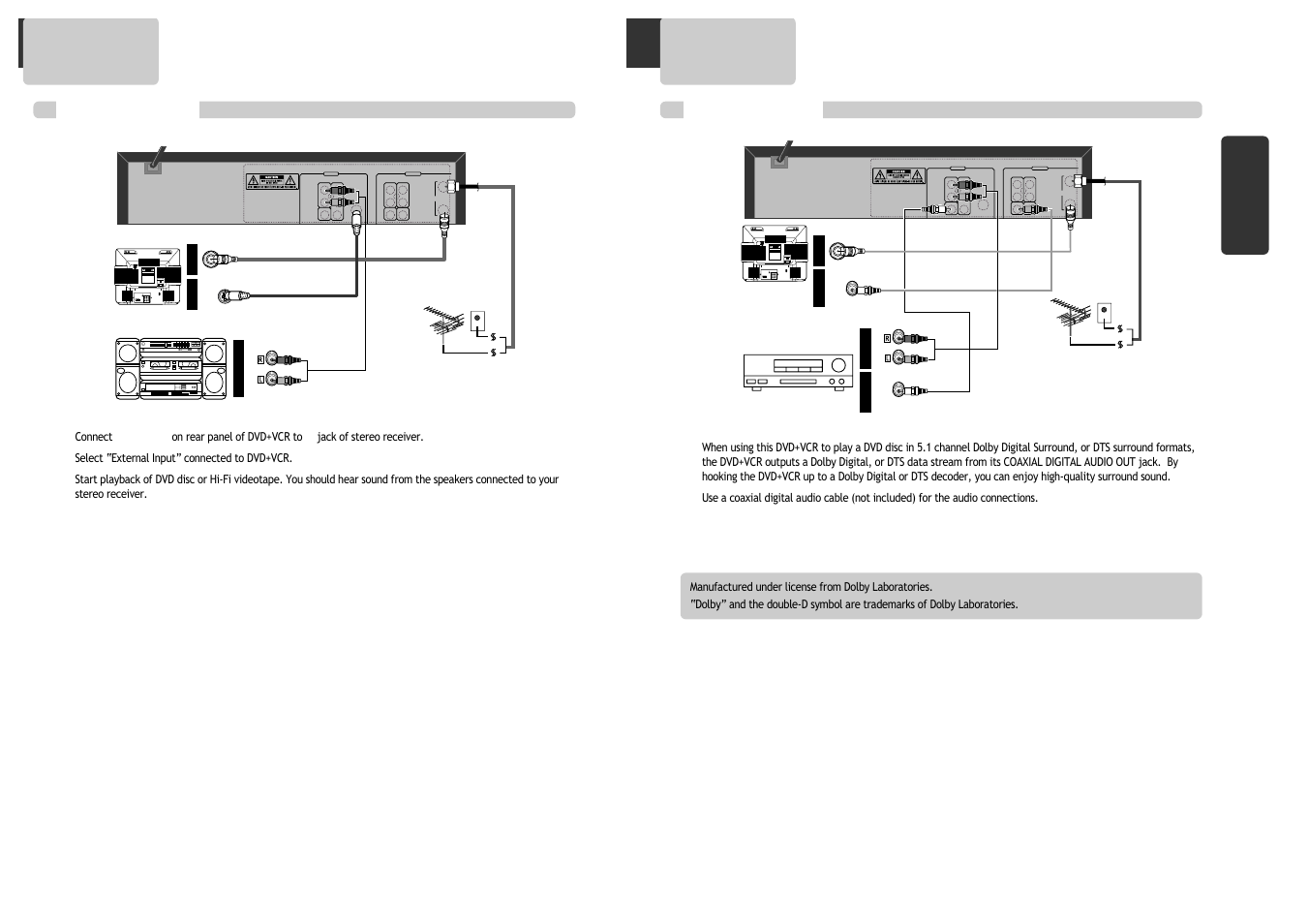 Connecting to a stereo receiver | GoVideo DV1030 User Manual | Page 9 / 29