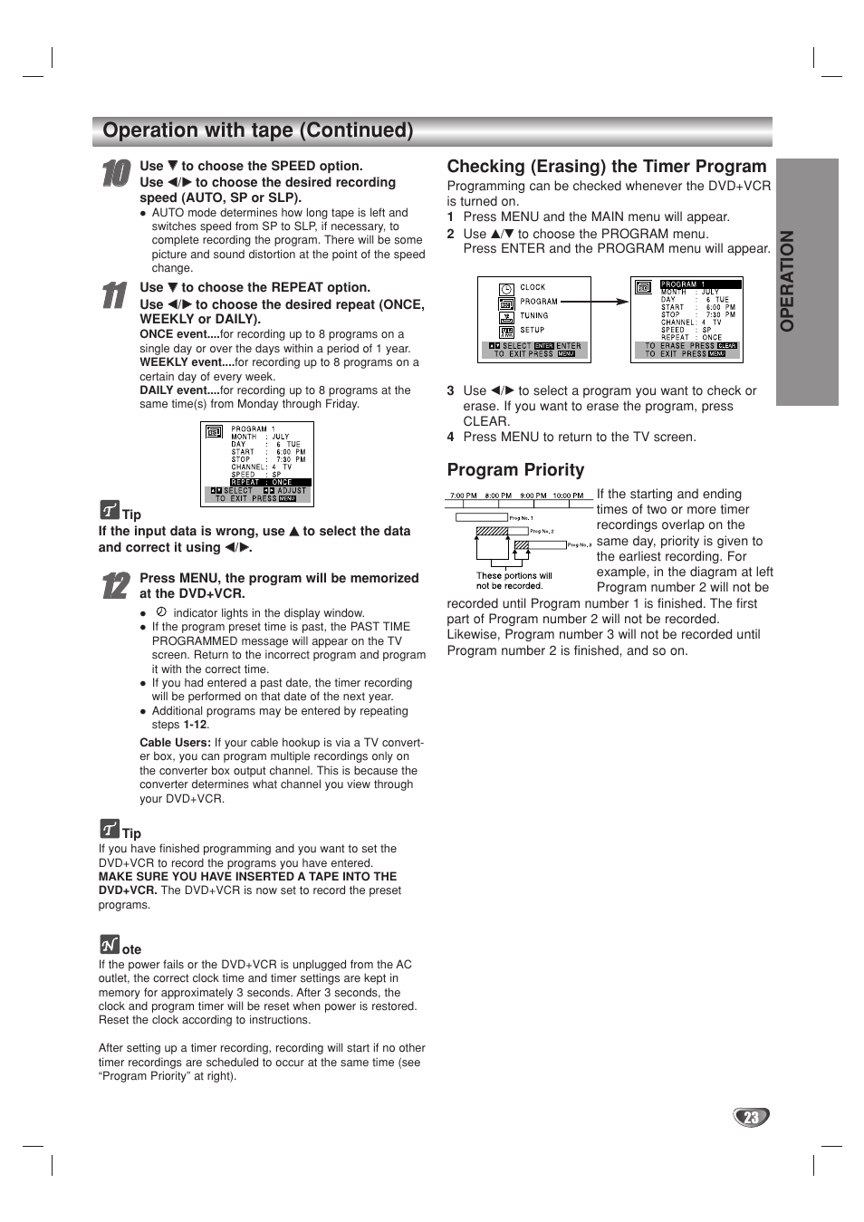 Operation with tape (continued) | GoVideo DV2140 User Manual | Page 23 / 40