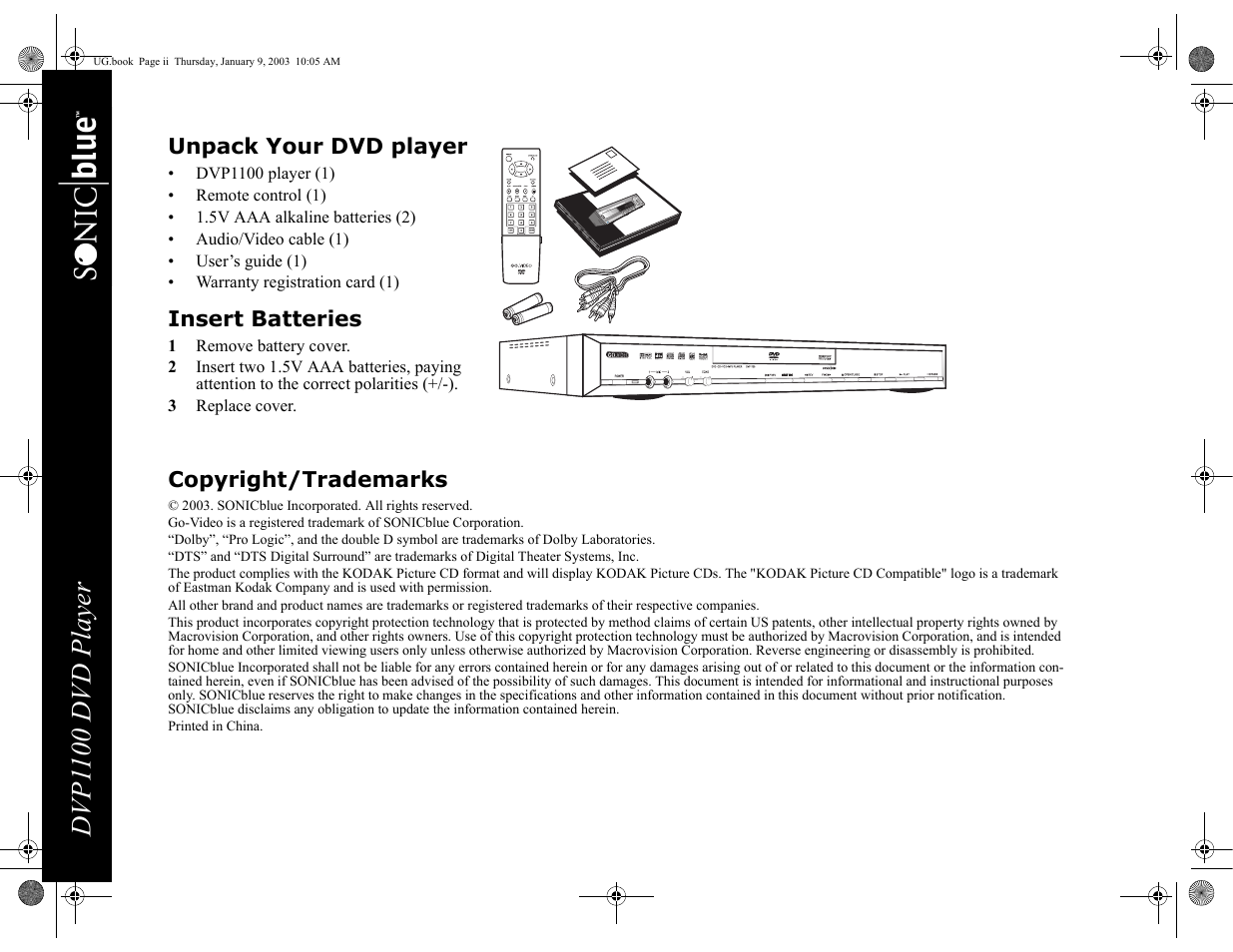 Dvp1 100 dvd player | GoVideo DVP1100 User Manual | Page 2 / 44