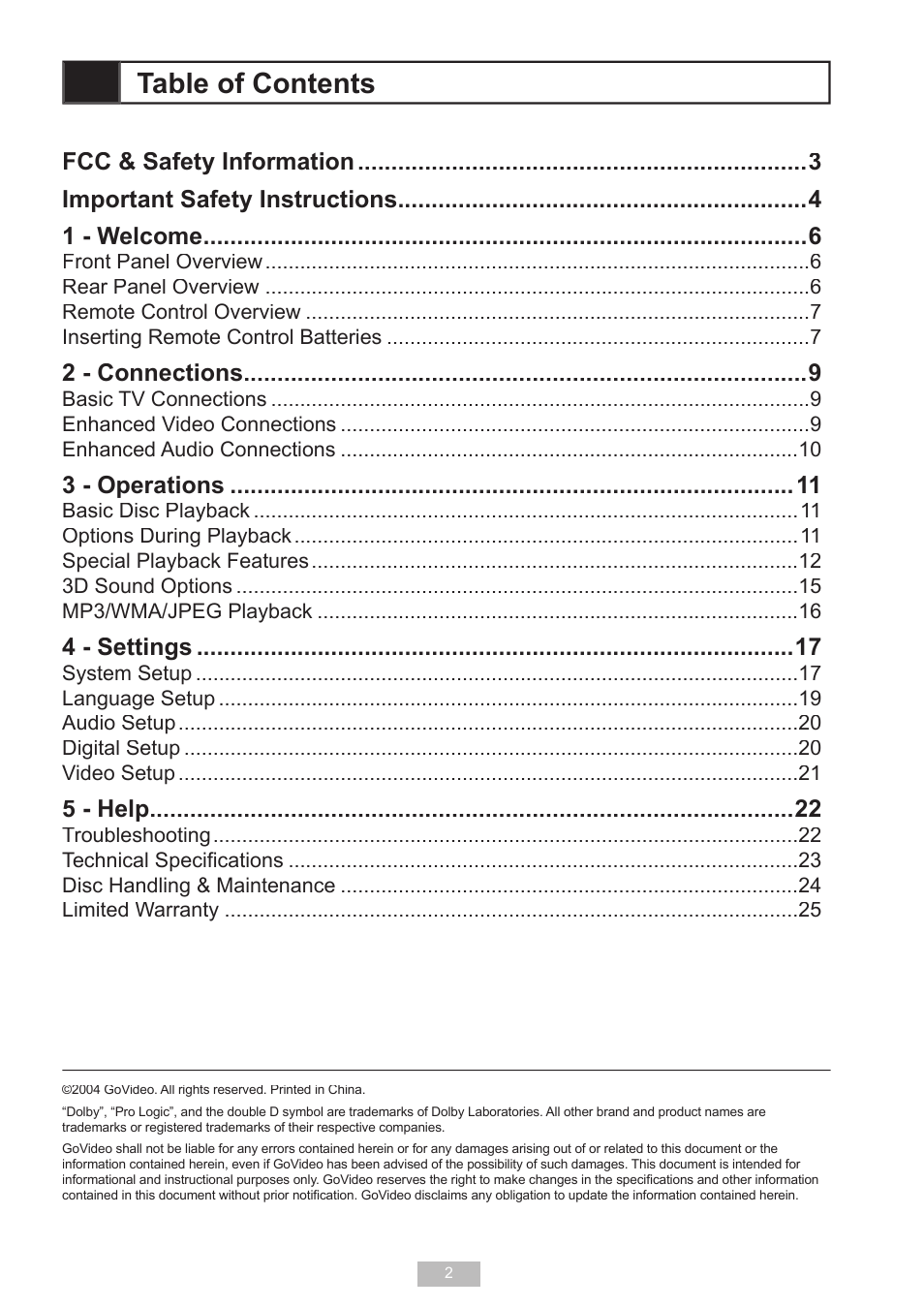 GoVideo D640 User Manual | Page 2 / 26