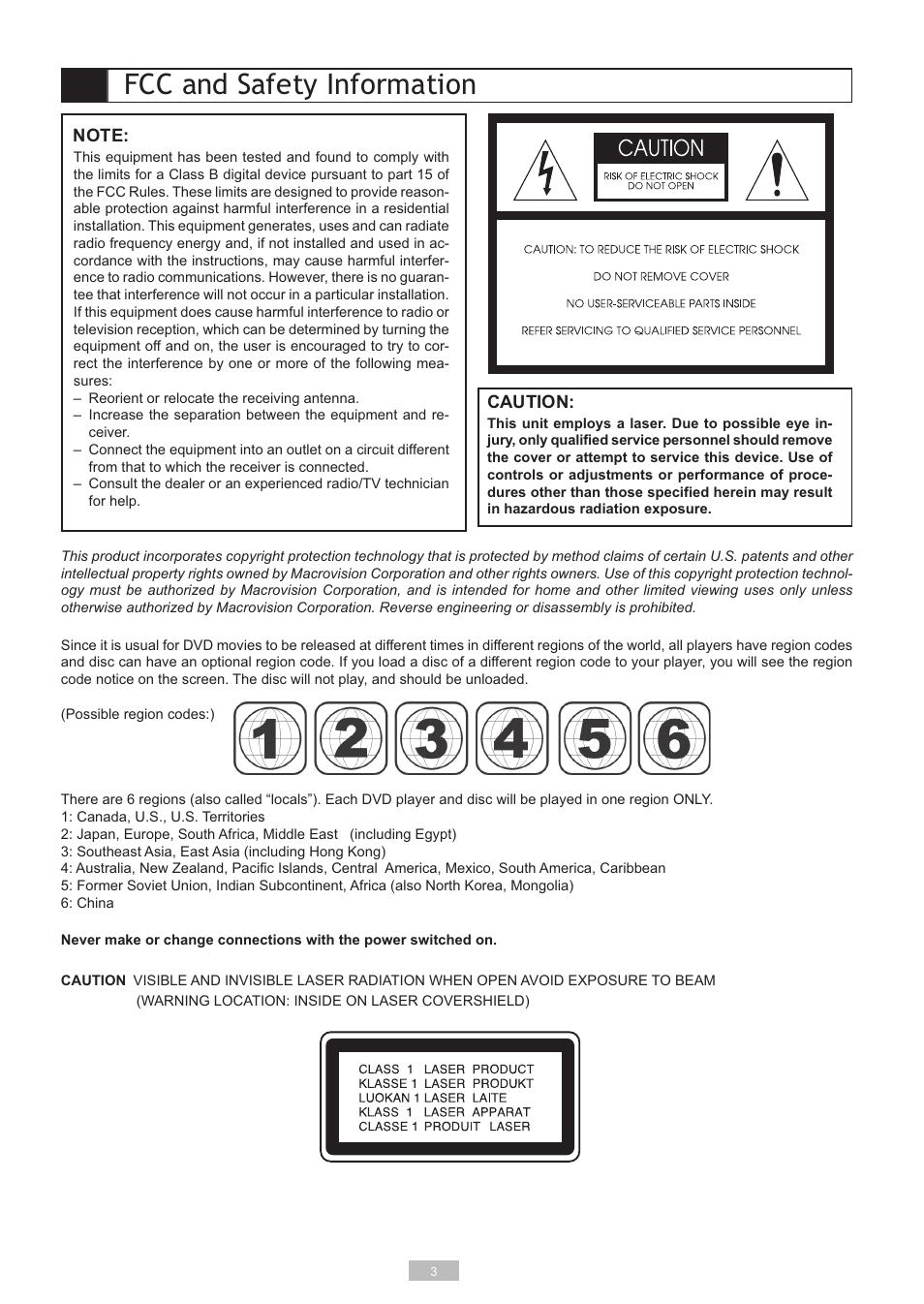 Fcc and safety information | GoVideo DP5030 User Manual | Page 3 / 28