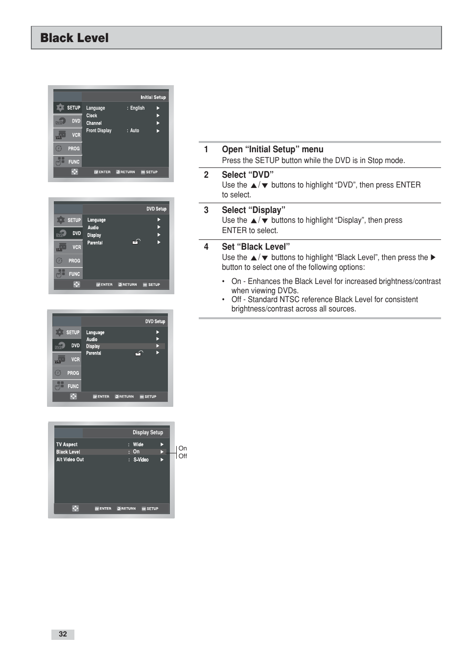 Black level | GoVideo DV3130 User Manual | Page 32 / 70