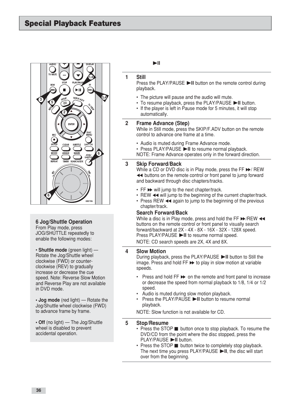 Special playback features | GoVideo DV3130 User Manual | Page 36 / 70