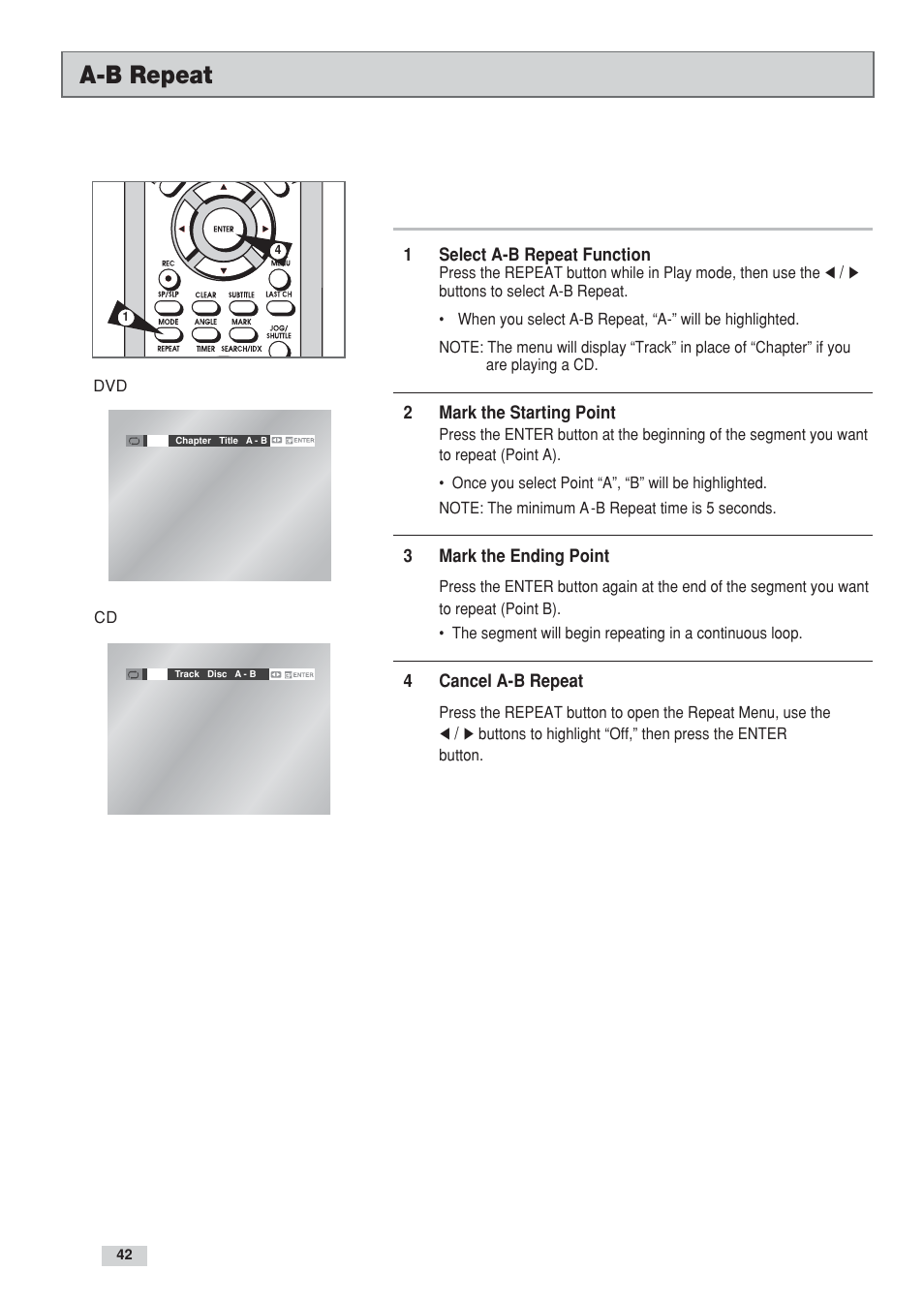 A-b repeat | GoVideo DV3130 User Manual | Page 42 / 70
