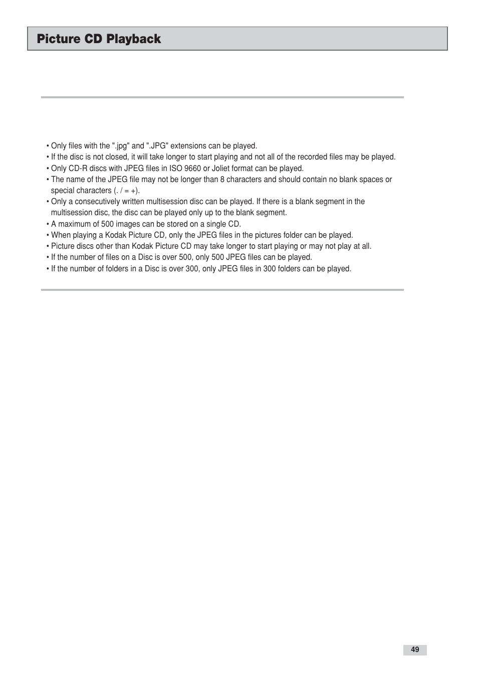 Picture cd playback | GoVideo DV3130 User Manual | Page 49 / 70
