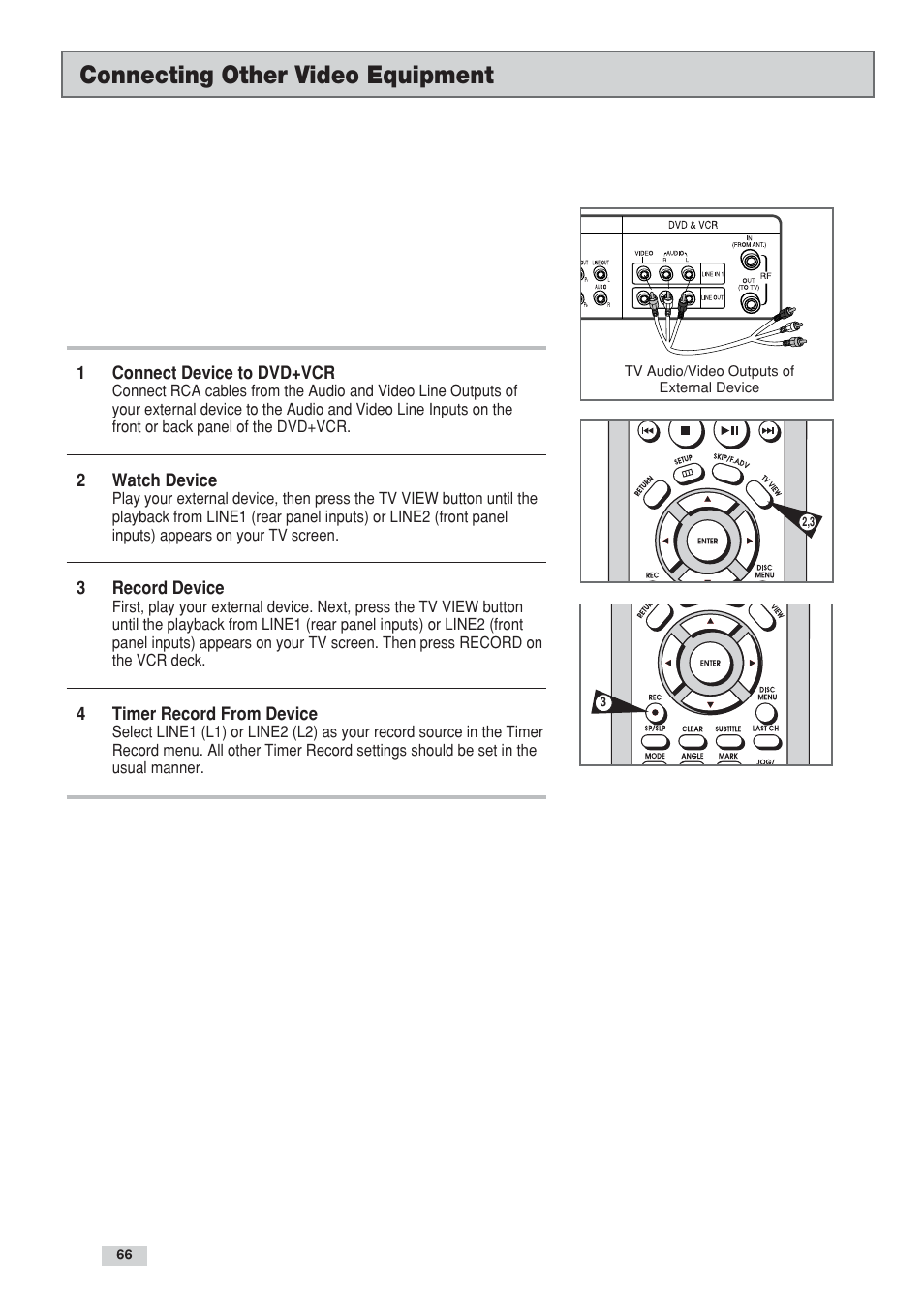 Connecting other video equipment | GoVideo DV3130 User Manual | Page 66 / 70