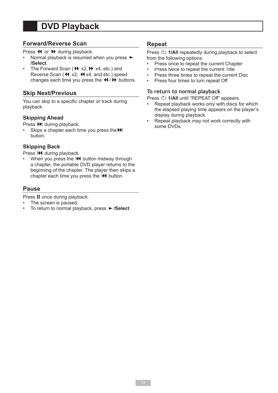 Dvd playback | GoVideo DP6240 User Manual | Page 13 / 32