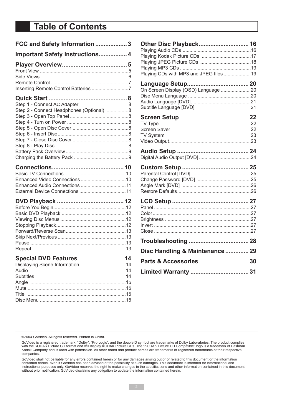 GoVideo DP6240 User Manual | Page 2 / 32