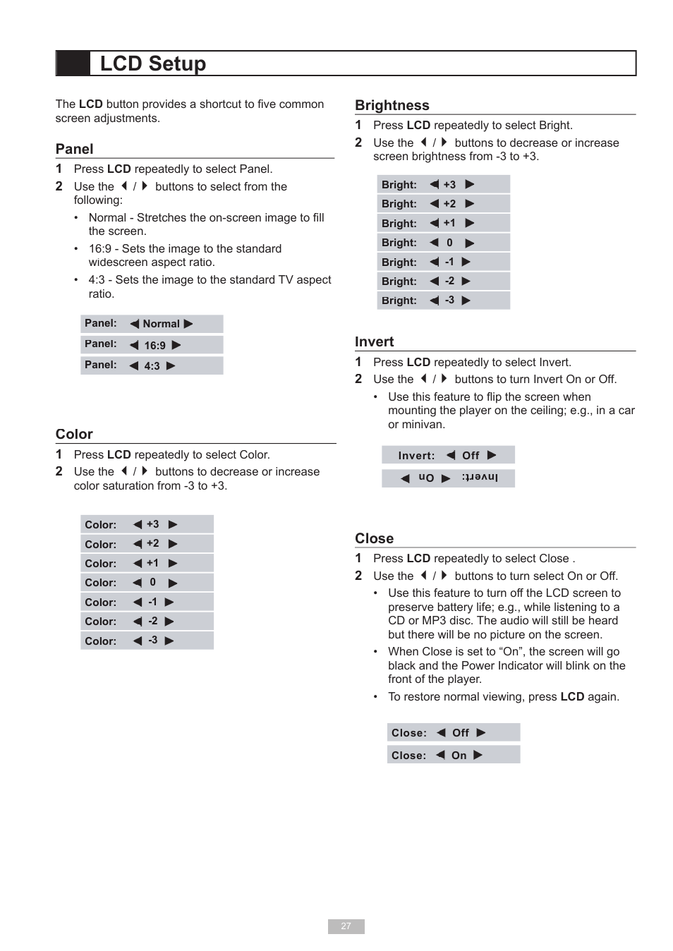 Lcd setup | GoVideo DP6240 User Manual | Page 27 / 32