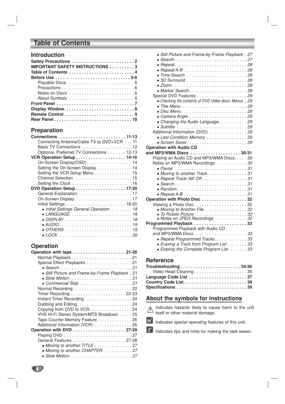 GoVideo DV1140 User Manual | Page 4 / 40