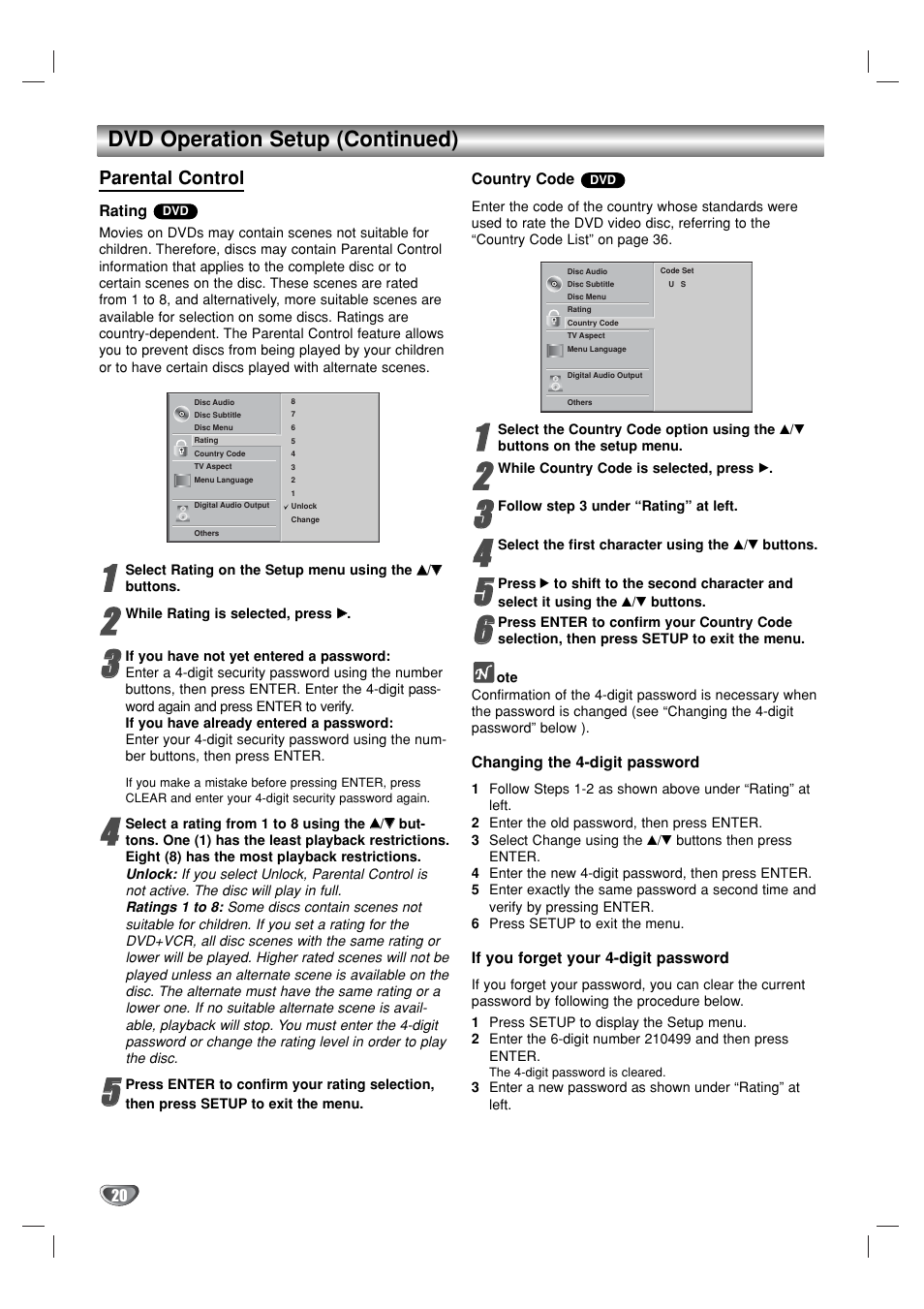 Dvd operation setup (continued) | GoVideo DVR1000 User Manual | Page 20 / 38