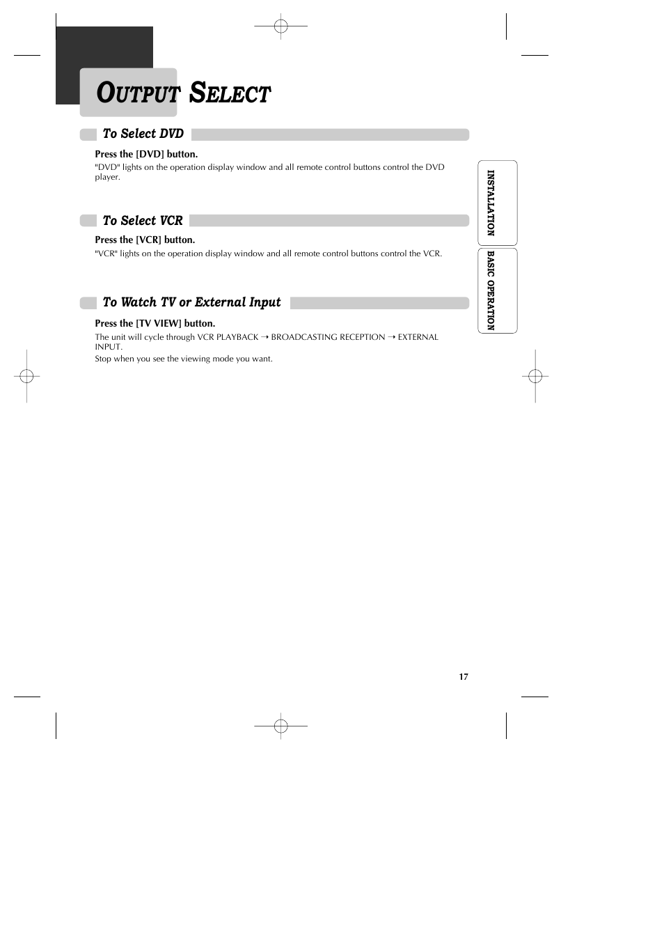 Utput, Elect | GoVideo DV1040 User Manual | Page 18 / 59