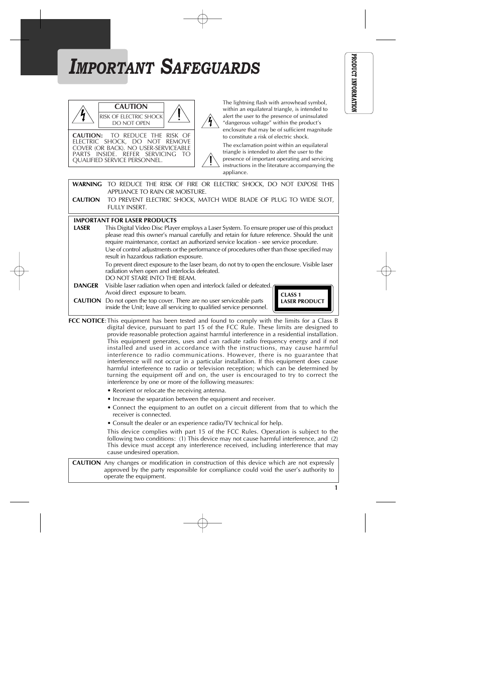 Mportant, Afeguards | GoVideo DV1040 User Manual | Page 2 / 59